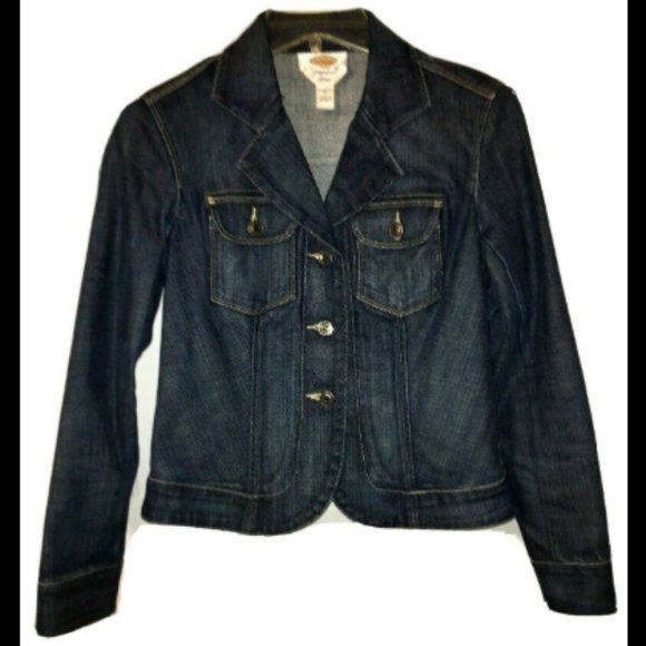 Talbots Denim Jean Jacket Sz 2P Stretch 3 Buttons Tailored Fit Tapered Waist - Picture 2 of 12